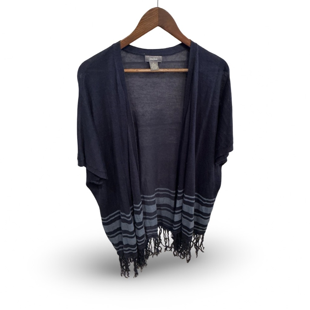 Neiman Marcus Navy Blue Fringe Cardigan - Picture 8 of 8